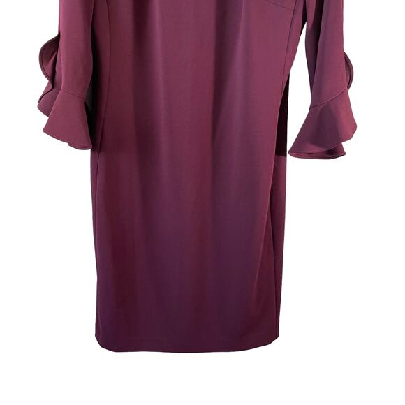 Karl Lagerfeld Paris Lynn 3/4 Tulip Sleeve Knee Length Sheath Dress Maroon 10 - Picture 7 of 13